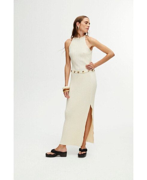 Women's Ribbed Dress with Slits