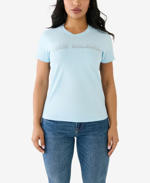 Women's Short Sleeve Ombre Crystal Arch Logo T-shirt