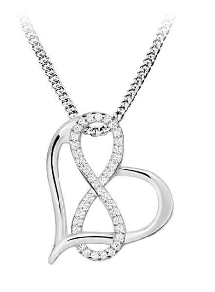 Delicate silver necklace with zircons SC488 (chain, pendant)
