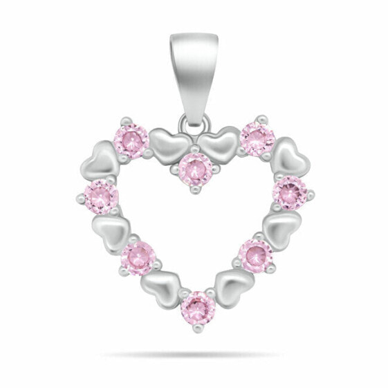 Gentle silver pendant with pink zircons PT19WP