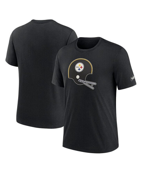 Men's Black Pittsburgh Steelers Rewind Logo Tri-Blend T-shirt