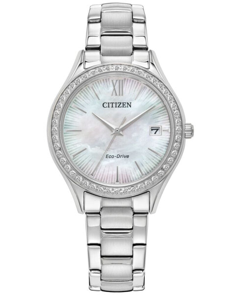 Eco-Drive Women's Crystal Stainless Steel Bracelet Watch 34mm