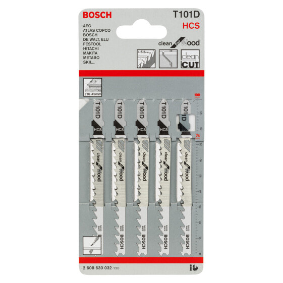 Stichsägeblatt T 101 D, Clean for Wood, 5er-Pack