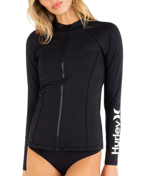 Juniors' Long-Sleeve Zip-Front Rashguard