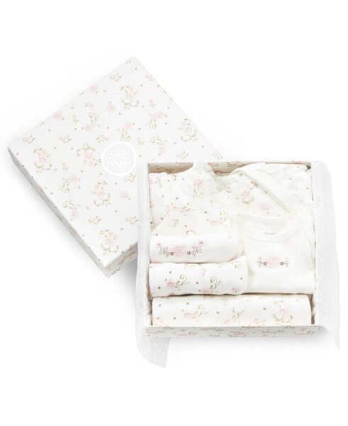 Baby Girls Cotton Vintage Rose Gift Set, 6 Piece Set