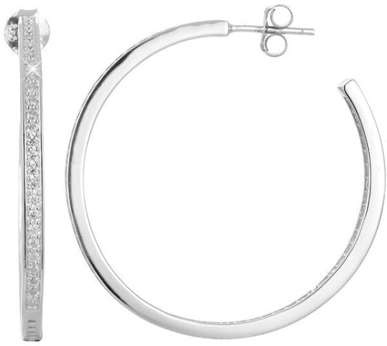 Серебряные серьги-кольца с кристаллами AGUP1180