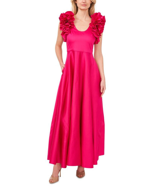 Women's Ruffled Cap Sleeve Maxi Dress