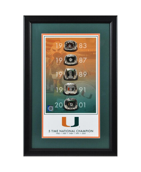 Постер Fanatics Authentic Miami Hurricanes "Наследие чемпионов 5 раз Национальных чемпионов" 10" x 18"