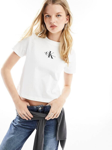 Calvin Klein Jeans monologo baby t-shirt in white