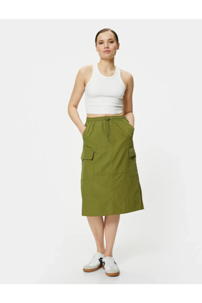 Юбка Koton, Парашютная юбка с карманами и эластичным поясом