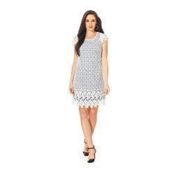 Sangria Women's Lace Overlay Cap Sleeve Sheath Dress Ivory Size 8