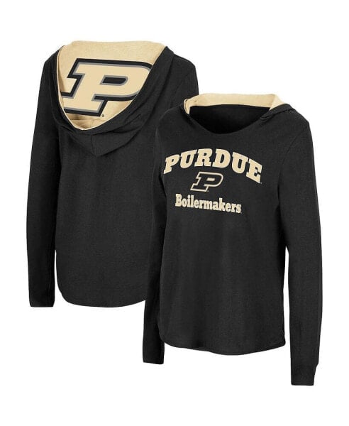 Women's Black Purdue Boilermakers Catalina Hoodie Long Sleeve T-Shirt