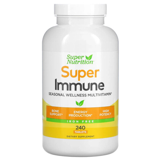 Витаминно-минеральный комплекс Super Nutrition "Укрепление иммунитета" с глутатионом, без железа, 240 таблеток