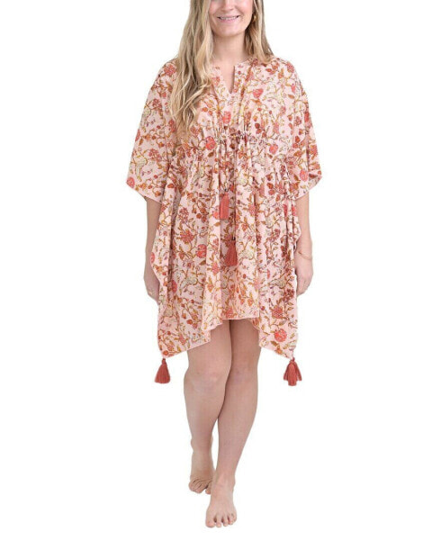 Pomegranate Short Caftan Cover-Up Women's S