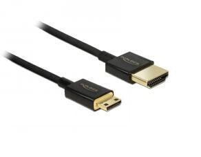 Delock HDMI-A/HDMI Mini-C - 1 m - 1 m - HDMI Type A (Standard) - HDMI Type C (Mini) - 3840 x 2160 pixels - 3D - Black
