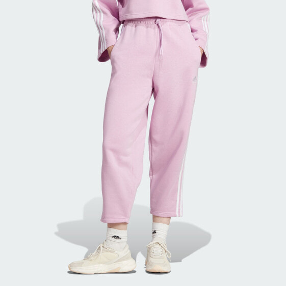 adidas women Essentials 3-Stripes Open Hem Fleece Pants