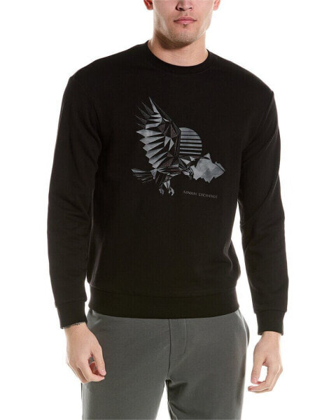 Armani Exchange Embroidered Graphic Crewneck Sweatshirt Men's Black Xs