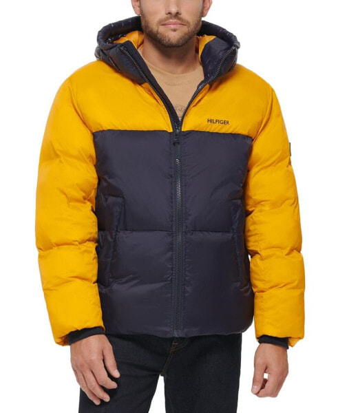 Men's Colorblock Performance Hooded Puffer Jacket