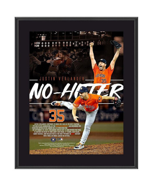 Плакетка сублимированная 3-го карьерного безоговорочного хита Houston Astros 10,5" x 13" Justin Verlander Fanatics Authentic.