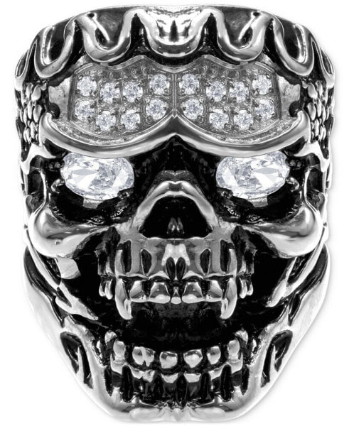 Cubic Zirconia Ornately Detailed Skull Statement Ring