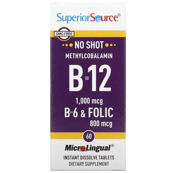 Methylcobalamin B-12, B-6 & Folic, 60 MicroLingual Instant Dissolve Tablets