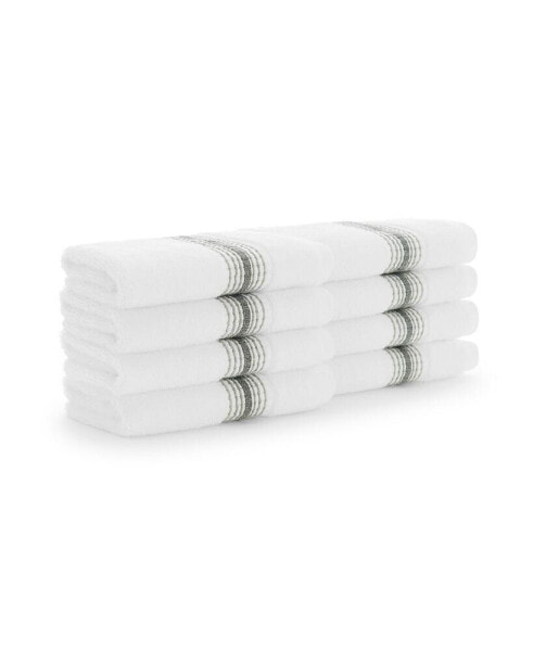 White Turkish Luxury Striped Washcloths for Bathroom 600 GSM, 13x13 in., 8-Pack , Super Soft Absorbent Washcloths