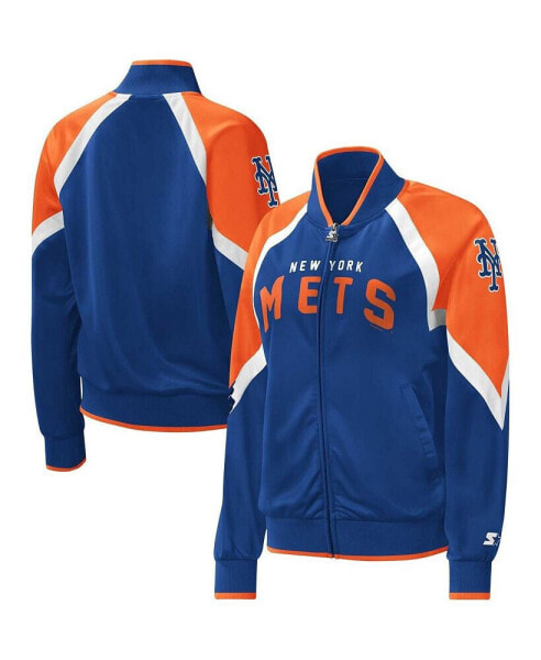 Women's Royal New York Mets Touchdown Raglan Full-Zip Track Jacket