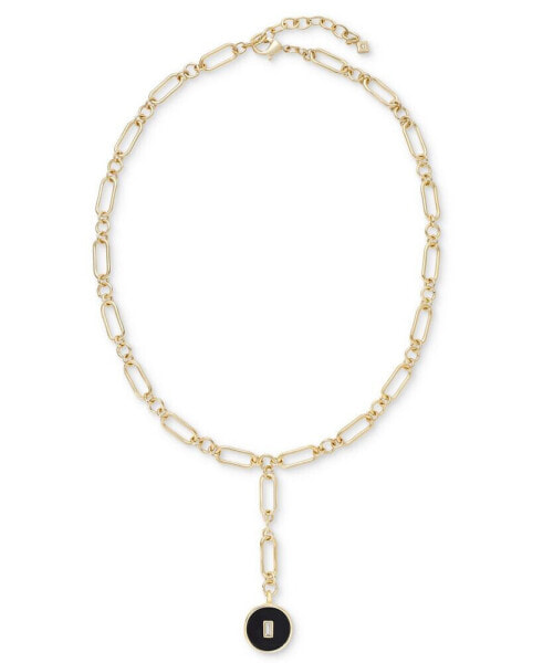 On 34th gold-Tone Enamel Pendant Necklace, 17-1/2" + 2" extender, Created for Macy's