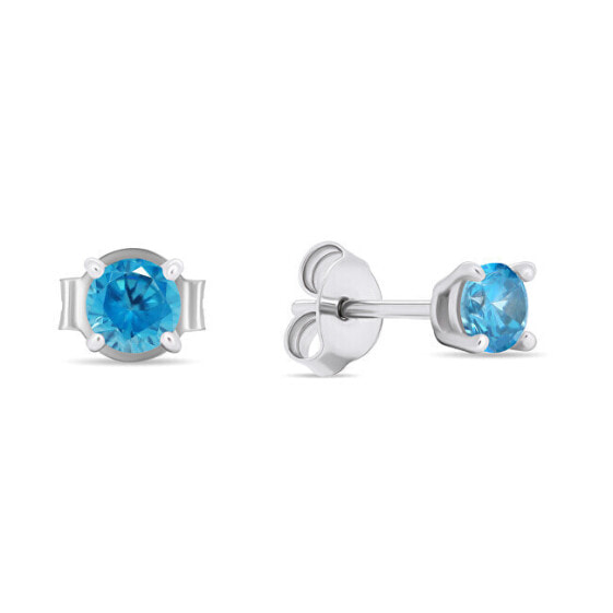 Silver stud earrings with light blue zircons EA598WLB