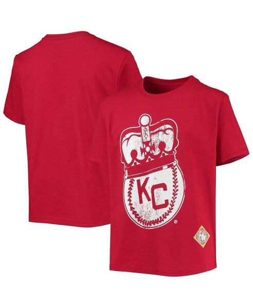 Big Boys Red Kansas City Monarchs Negro League Logo T-shirt
