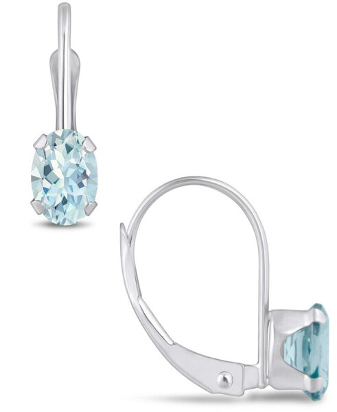 Aquamarine (9/10 Ct. T.W.) Leverback Earrings in 10K Yellow Gold or White Gold