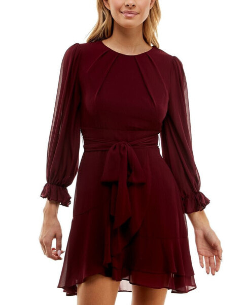 Juniors' Asymmetrical-Ruffle A-line Dress