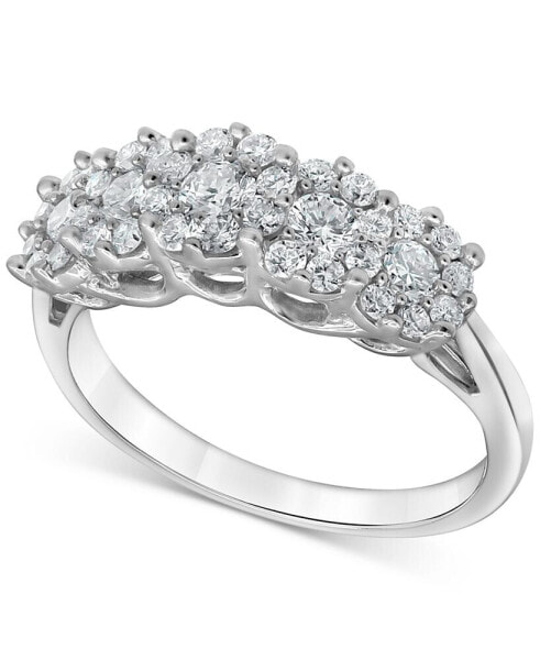 Lab-Created Diamond Horizontal Cluster Statement Ring (1 ct. t.w.) in Sterling Silver