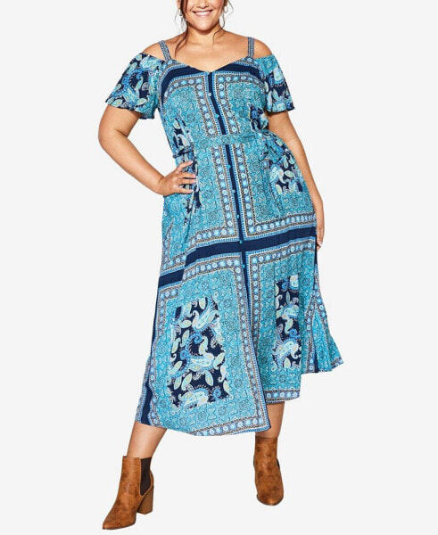 Plus Size Zoey Cold Shoulder Maxi Dress