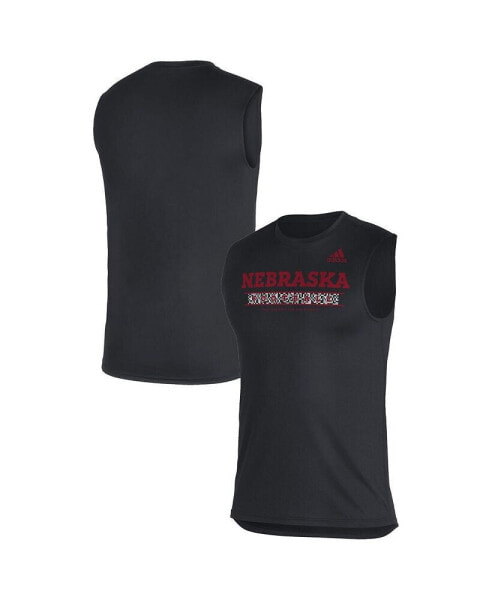Men's Black Nebraska Huskers Sideline Football Locker Creator AEROREADY Sleeveless T-shirt