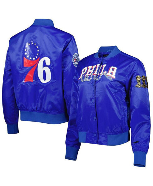Women's Royal Philadelphia 76ers Classics Satin Full-Snap Jacket