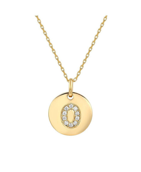 Suzy Levian New York suzy Levian Sterling Silver Cubic Zirconia Letter "O" Initial Disc Pendant Necklace