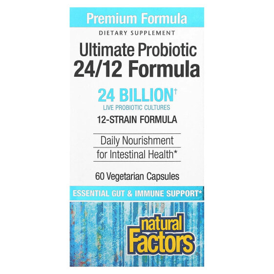 Natural Factors, Ultimate Probiotic, 24/12 Formula, 24 млрд КОЕ, 60 вегетарианских капсул