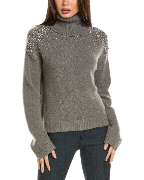 Cinq A Sept Alani Rhinestone Crackle Wool-Blend Turtleneck Top Women's