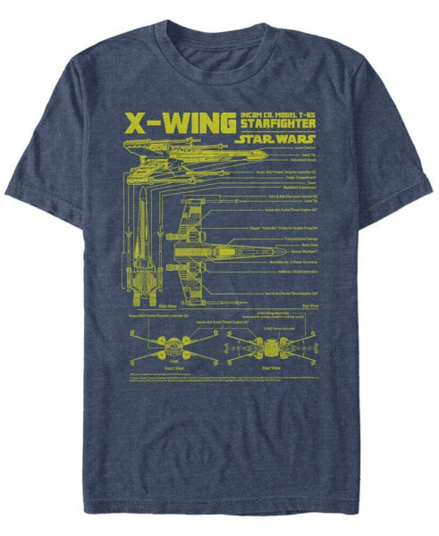 Star Wars Men's X-Wing Starfighter Model Short Sleeve T-Shirt