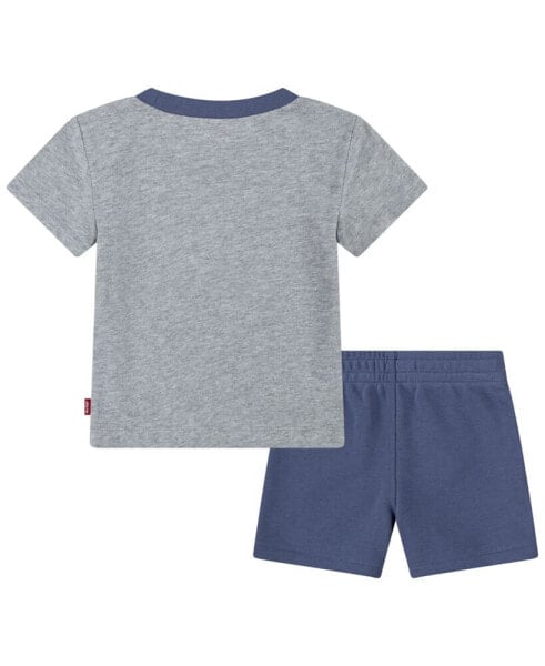 Baby Boys Chest Stripe Tee and Shorts Set