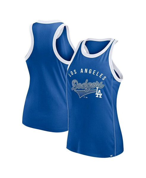 Women's Royal Los Angeles Dodgers Tailsweep Fashion Racerback Rhinestone Tank Top