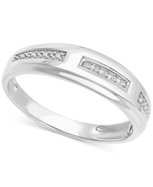 Men's Diamond Accent Wedding Band in 14k White Gold