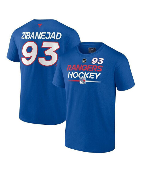 Men's Mika Zibanejad Blue New York Rangers Authentic Pro Prime Name and Number T-shirt