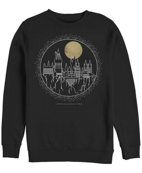 Men's Deathly Hallows 2 Hogwarts Line Art Crew Fleece Pullover T-shirt