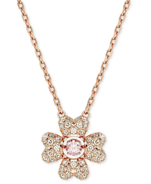 Rose Gold-Tone Idyllia Crystal Clover Pendant Necklace, 15" + 2-3/4" extender