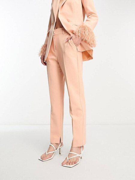 ASOS DESIGN tuxedo slim cigarette suit trouser in apricot