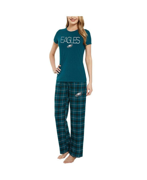 Women's Green, Black Philadelphia Eagles Arctic T-shirt and Flannel Pants Sleep Set