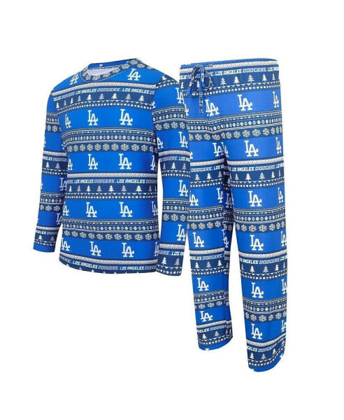 Men's Royal Los Angeles Dodgers Knit Ugly Sweater Long Sleeve Top and Pants Set