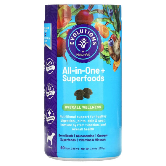 All-In-One + Superfoods, For Dogs, 90 Soft Chews, 7.9 oz (225 g)